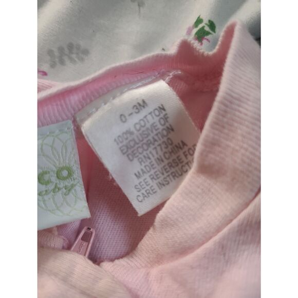 Circo Baby 0-3M 100% Cotton Sleeper Mushroom Flower Fairy Pastel Hot Pink Onesie - Picture 6 of 8